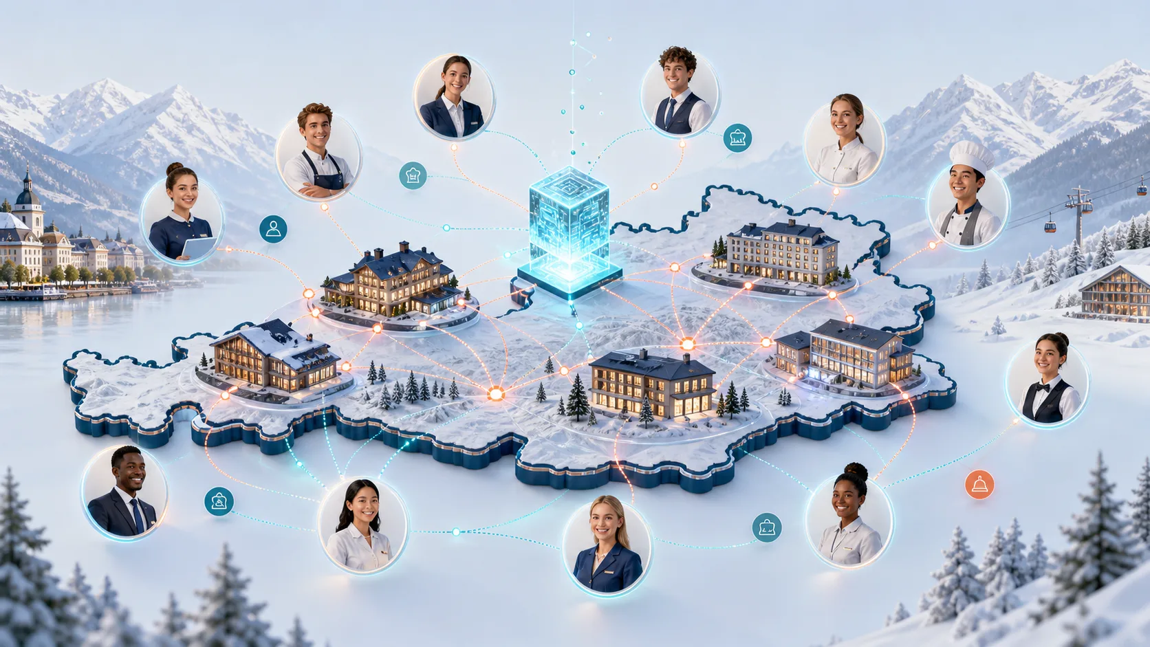 Reichweite für Kandidat:innen in ganz Österreich — vernetzte Hotelstandorte mit Kandidat:innen aus Rezeption, Küche und Service